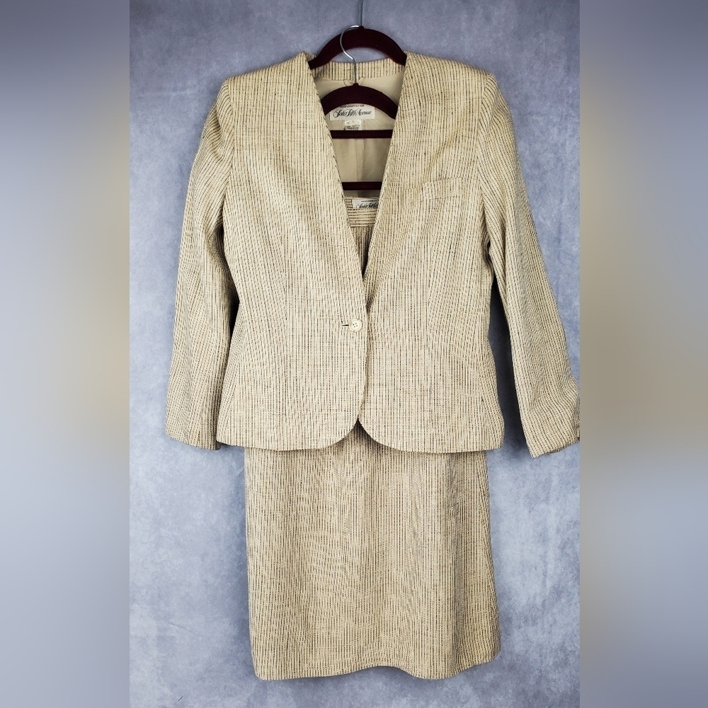 Saks Fifth Avenue Silk Rayoun Office Career BUSINESS Women's Skirt Suit Size 6